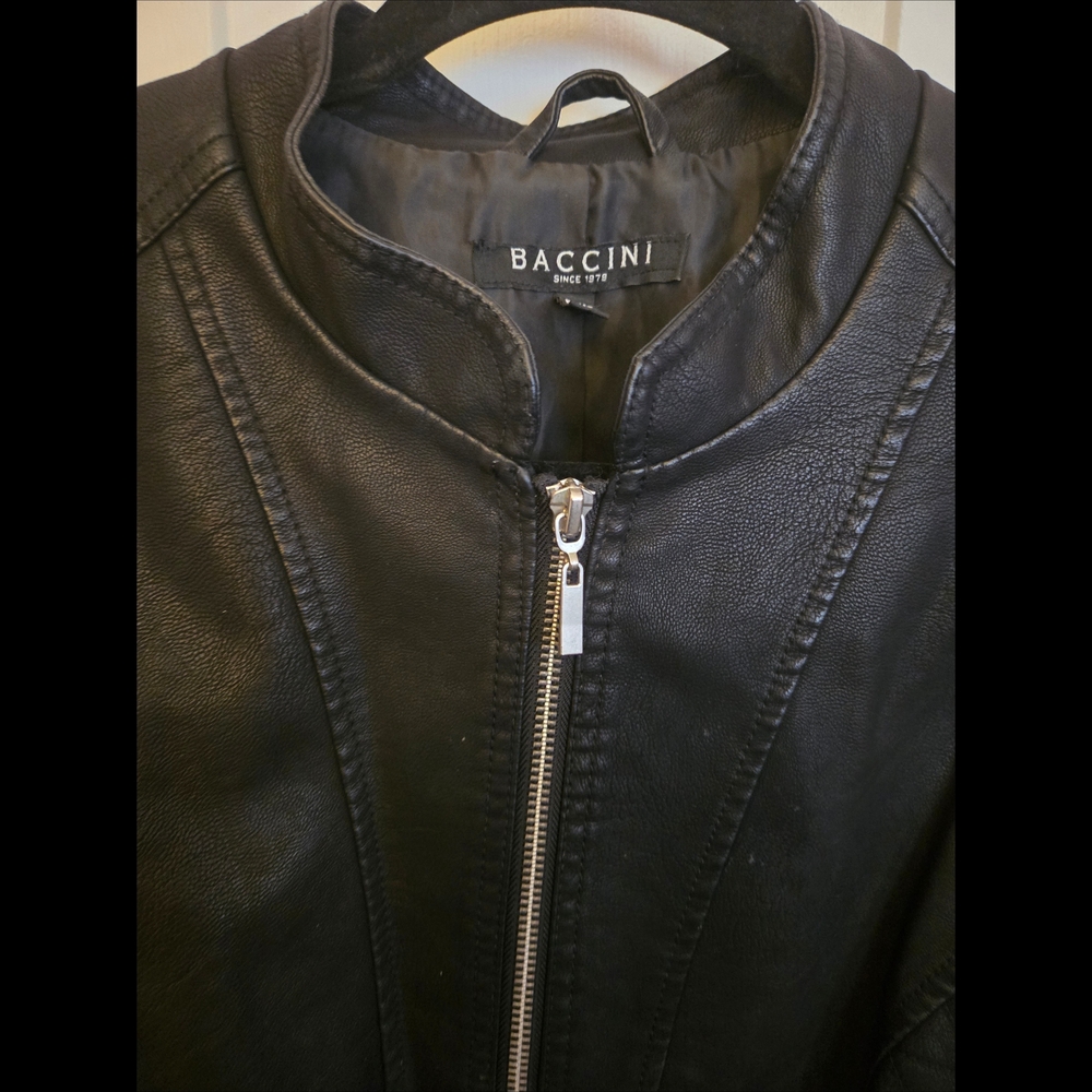 EUC Baccini Women's Black Faux Leather Jacket Sz Petite XL - Picture 3 of 7